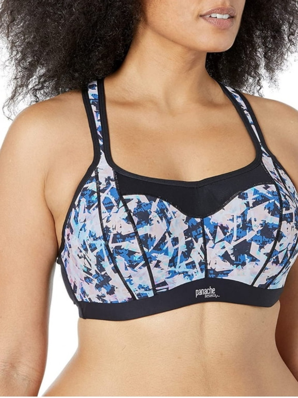 Panache Underwire Racerback Tie Dye Geo Underwire Sports Bra Size 32GG